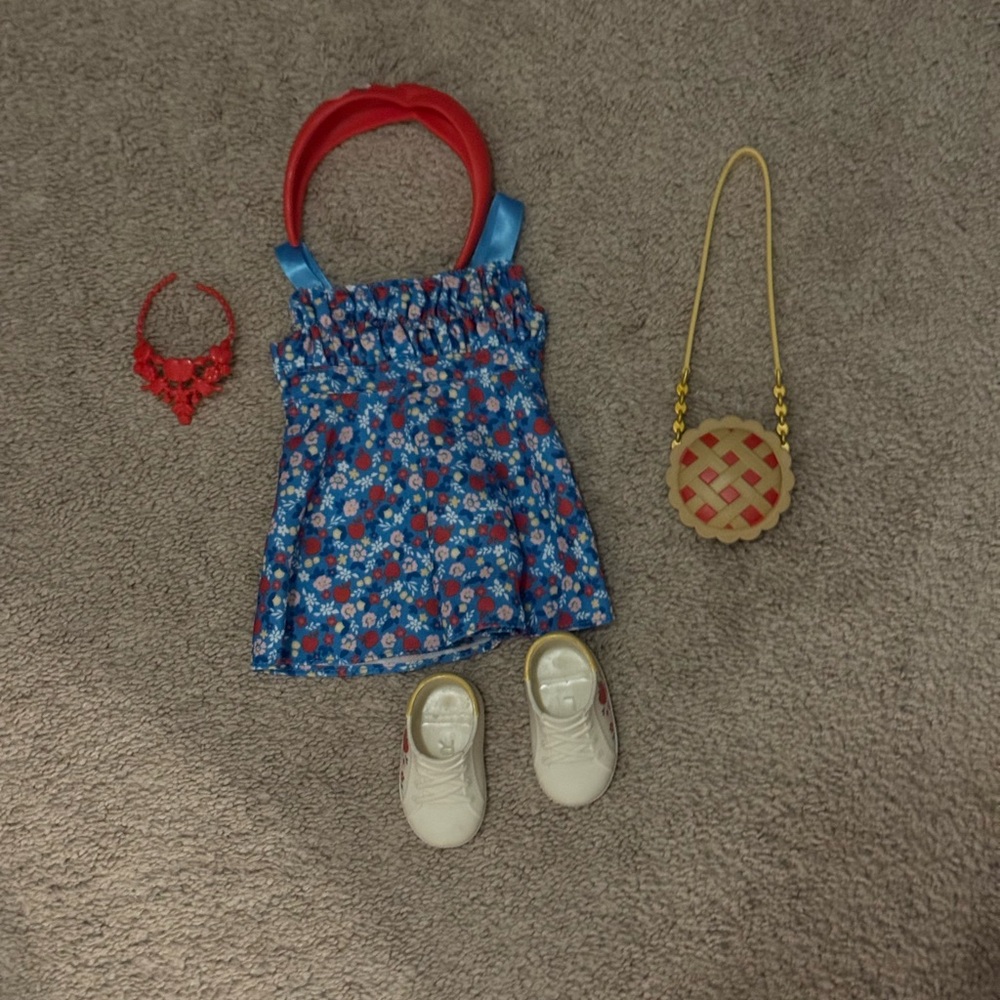 Floral Blue Dress with Accessories